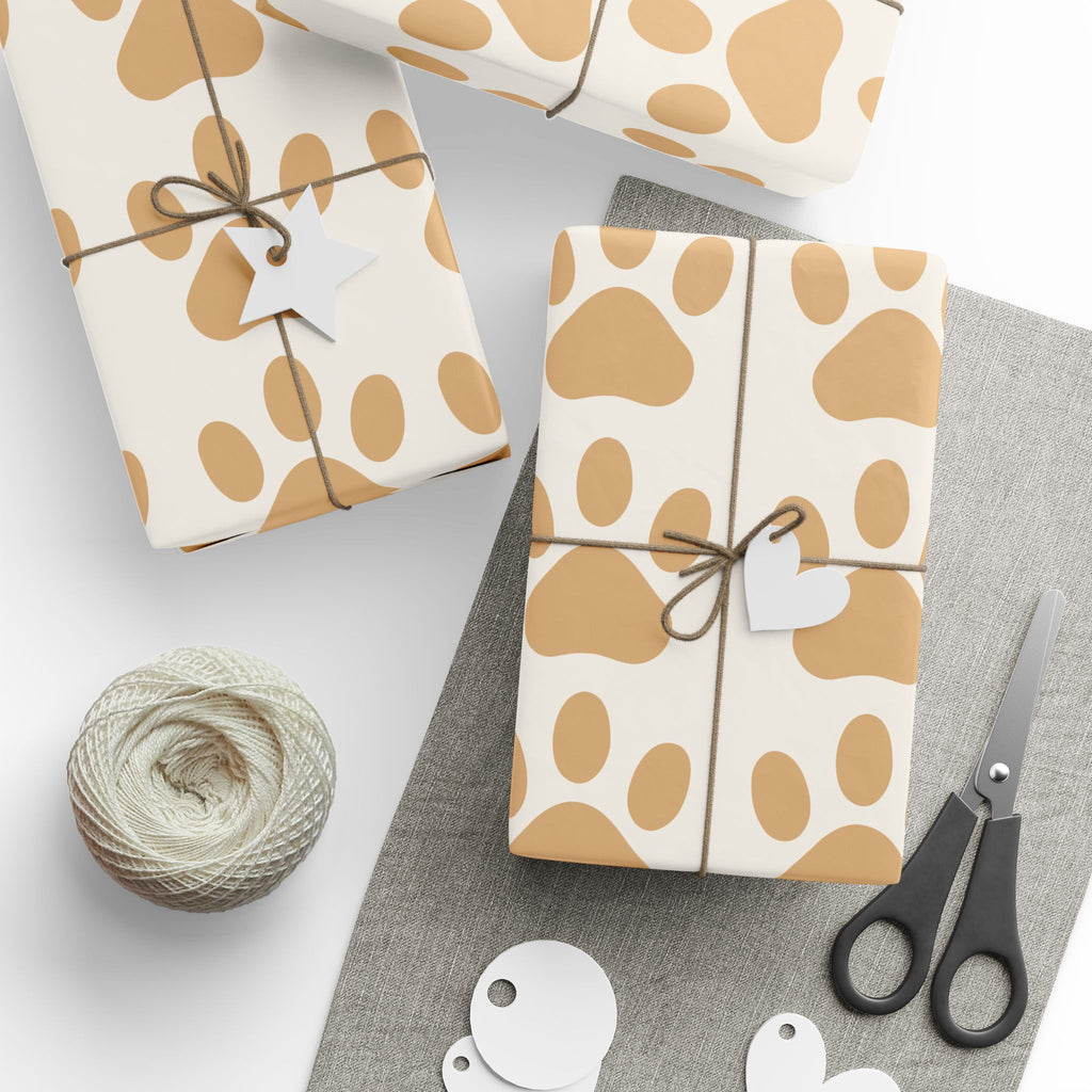 Paw Print Wrapping Paper — Neutral Cream & Tan Pet Gift Wrap